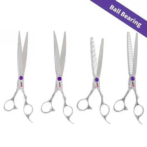 4PC 8.5″ ST4 SILVER dragon handle GROOMING KIT