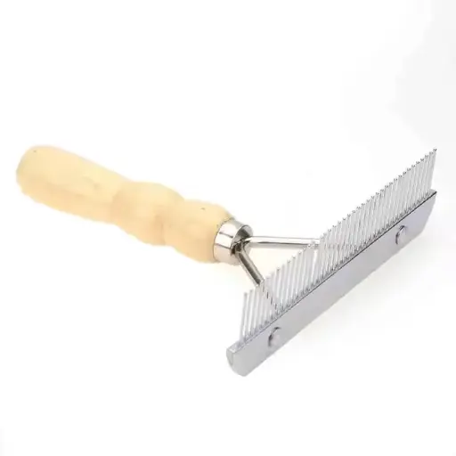 Multifunction Pets Dog Cat Stainless Steel Needle Rake Comb Wood Handle Hair Shedding Grooming Tool